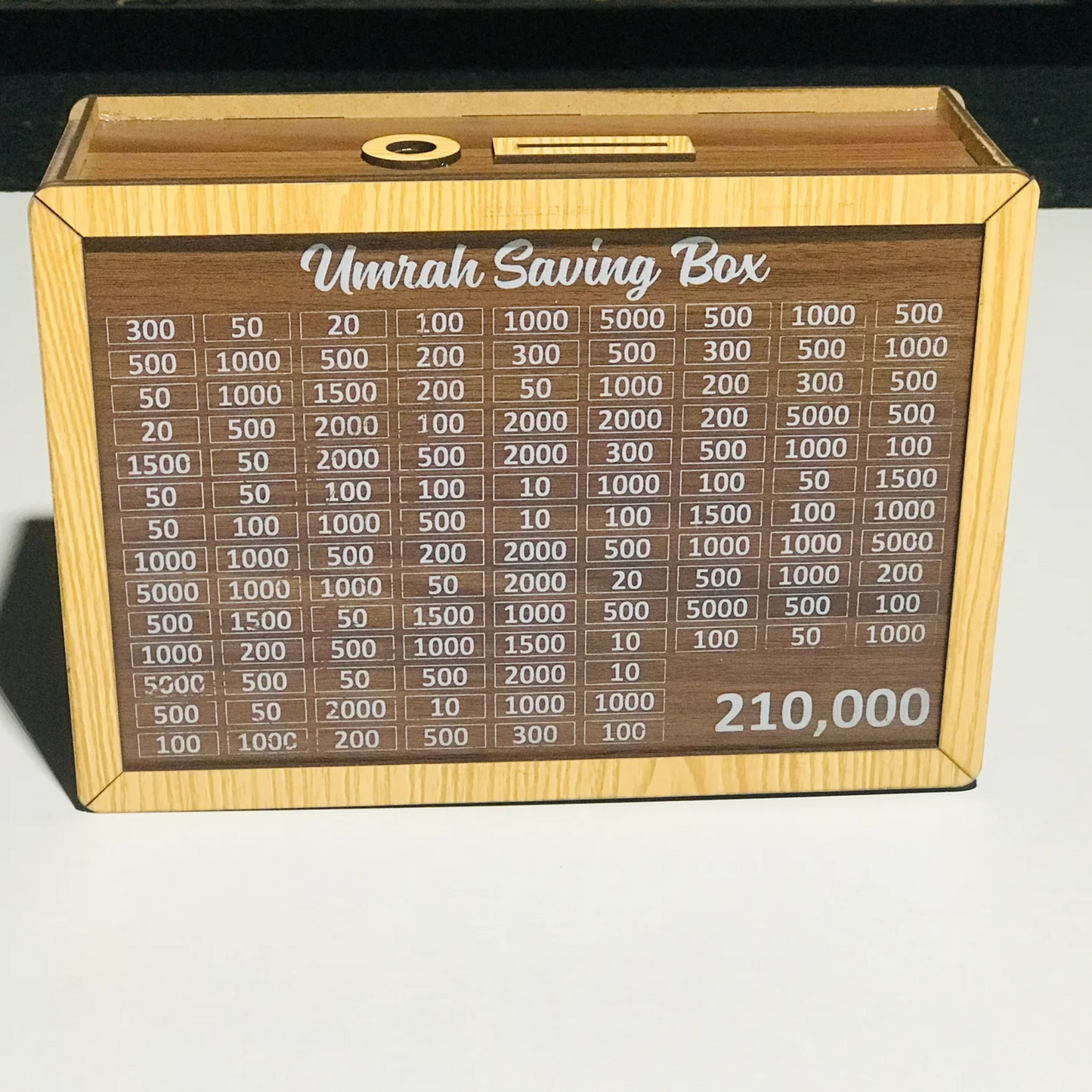 Umrah Saving Box - Wooden Umrah Saving Box - 280 Days Savings Plan - Islamic Halal Money Jar for Hajj & Umrah - Daily Pilgrimage Savings Tracker - Gift for Muslims Money Saving Box