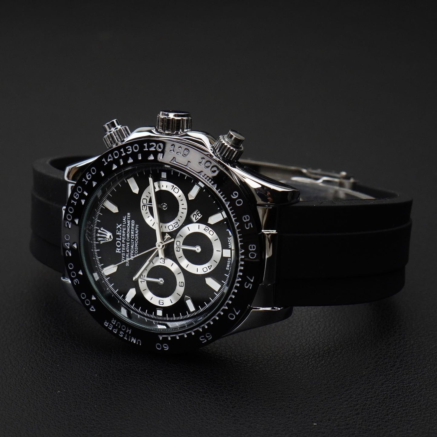 RLX Daytona – 38mm Black Silver Dial- Mens Watch