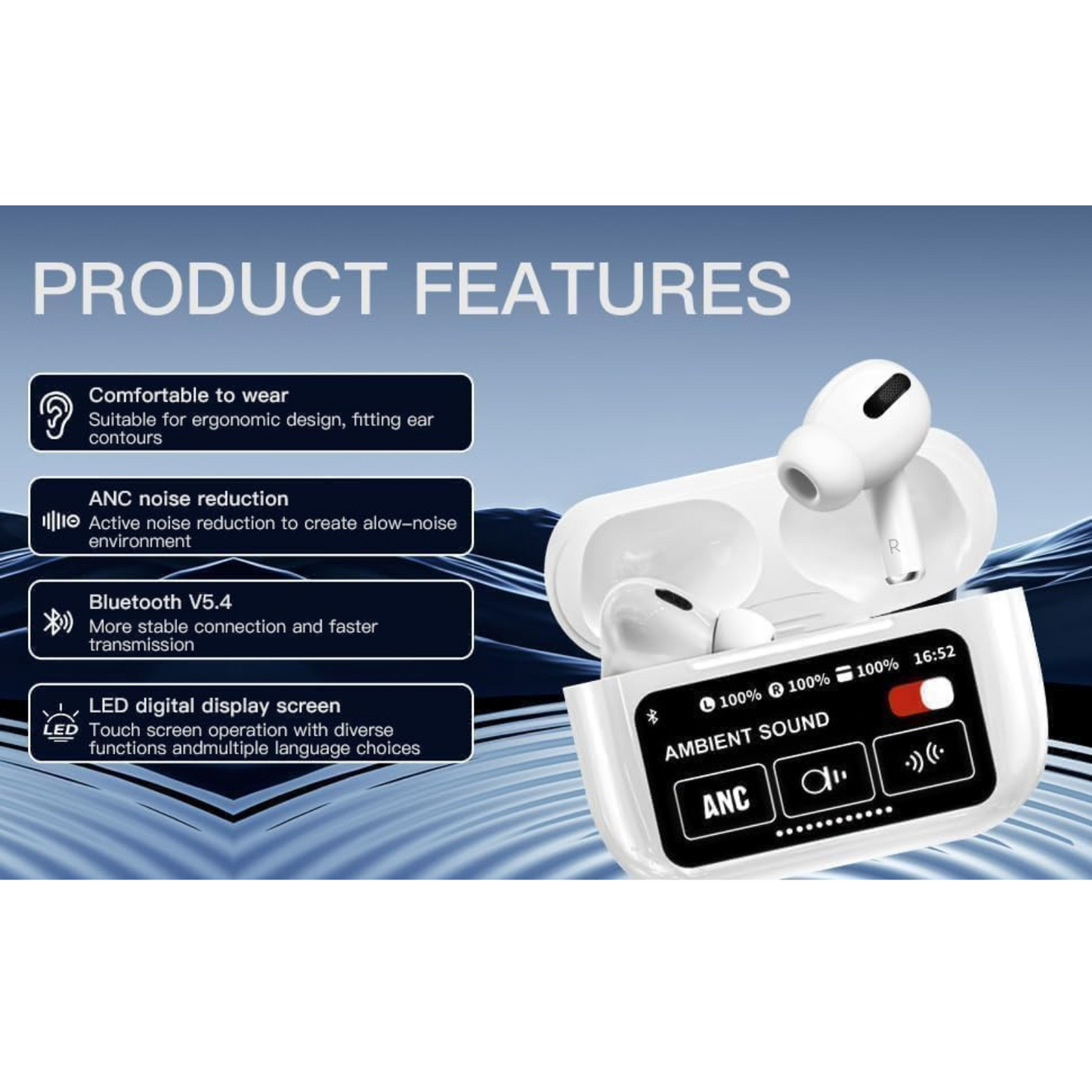 A9 Airpods Pro ANC/ENC Touch Screen Wireless Earbuds
