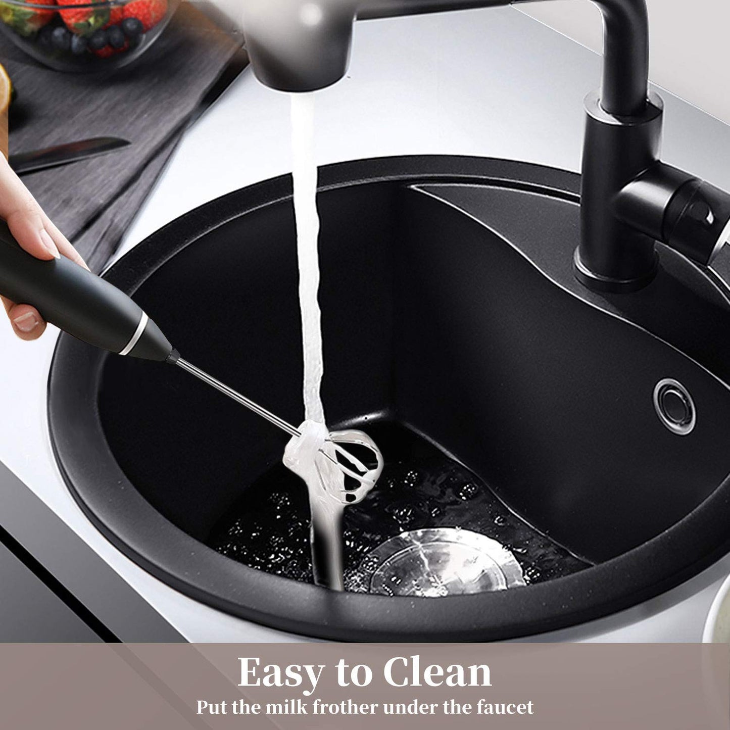 FLEXI MADHAV™ Milk Frother Handheld USB Rechargeable Electric Foam Maker for Coffee, Cappuccino, Egg Mix, 2 Whisks for Coffee, Frother.