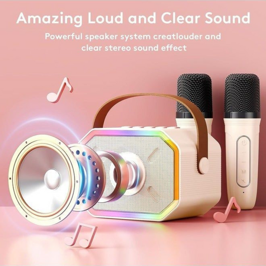 Bluetooth Karaoke Microphone with Speaker Bluetooth-Enabled Wireless Karaoke Mic Speaker with Multiple Compatibility Modes, RGB Lighting, and Party POP Bluetooth