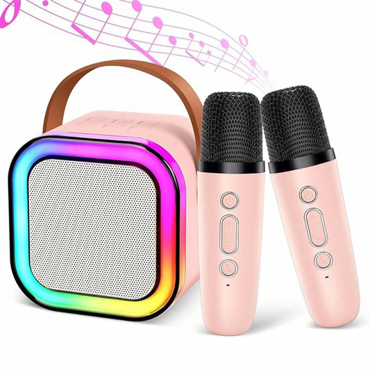 Bluetooth Karaoke Microphone with Speaker Bluetooth-Enabled Wireless Karaoke Mic Speaker with Multiple Compatibility Modes, RGB Lighting, and Party POP Bluetooth