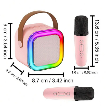 Bluetooth Karaoke Microphone with Speaker Bluetooth-Enabled Wireless Karaoke Mic Speaker with Multiple Compatibility Modes, RGB Lighting, and Party POP Bluetooth