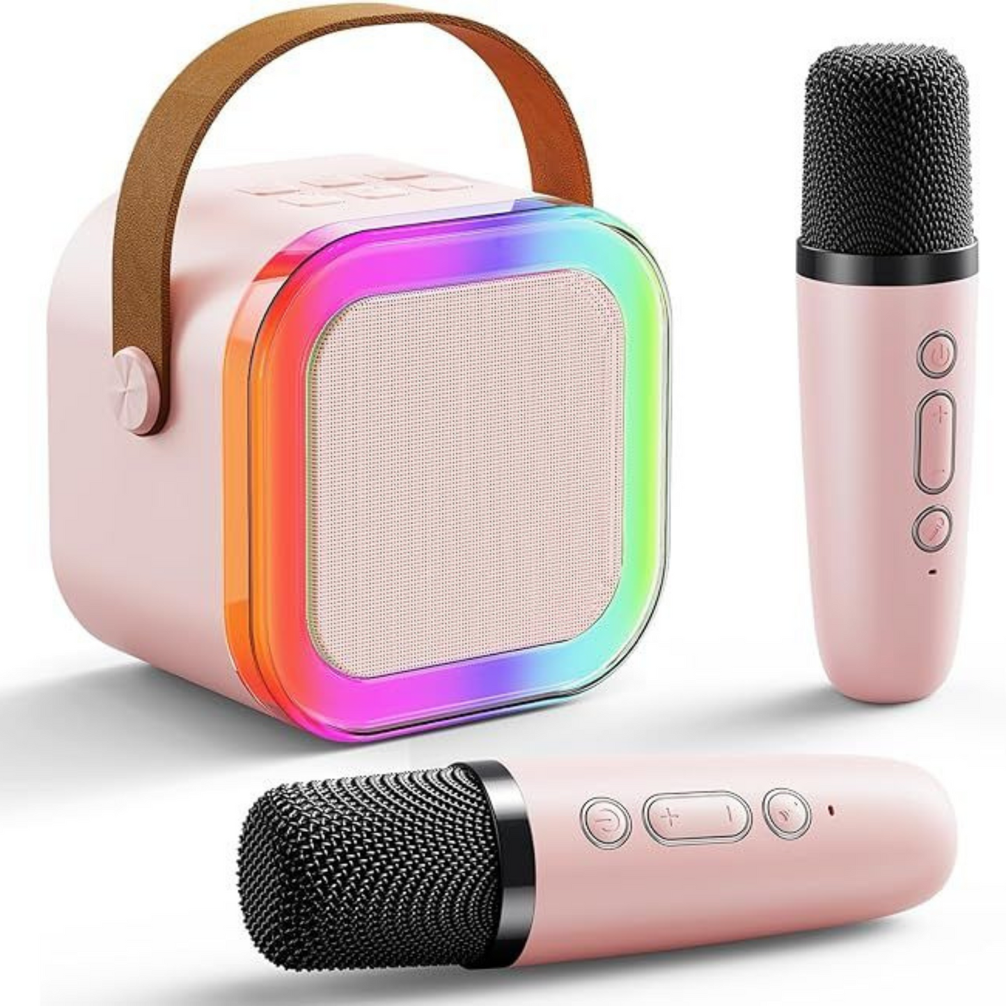 Bluetooth Karaoke Microphone with Speaker Bluetooth-Enabled Wireless Karaoke Mic Speaker with Multiple Compatibility Modes, RGB Lighting, and Party POP Bluetooth