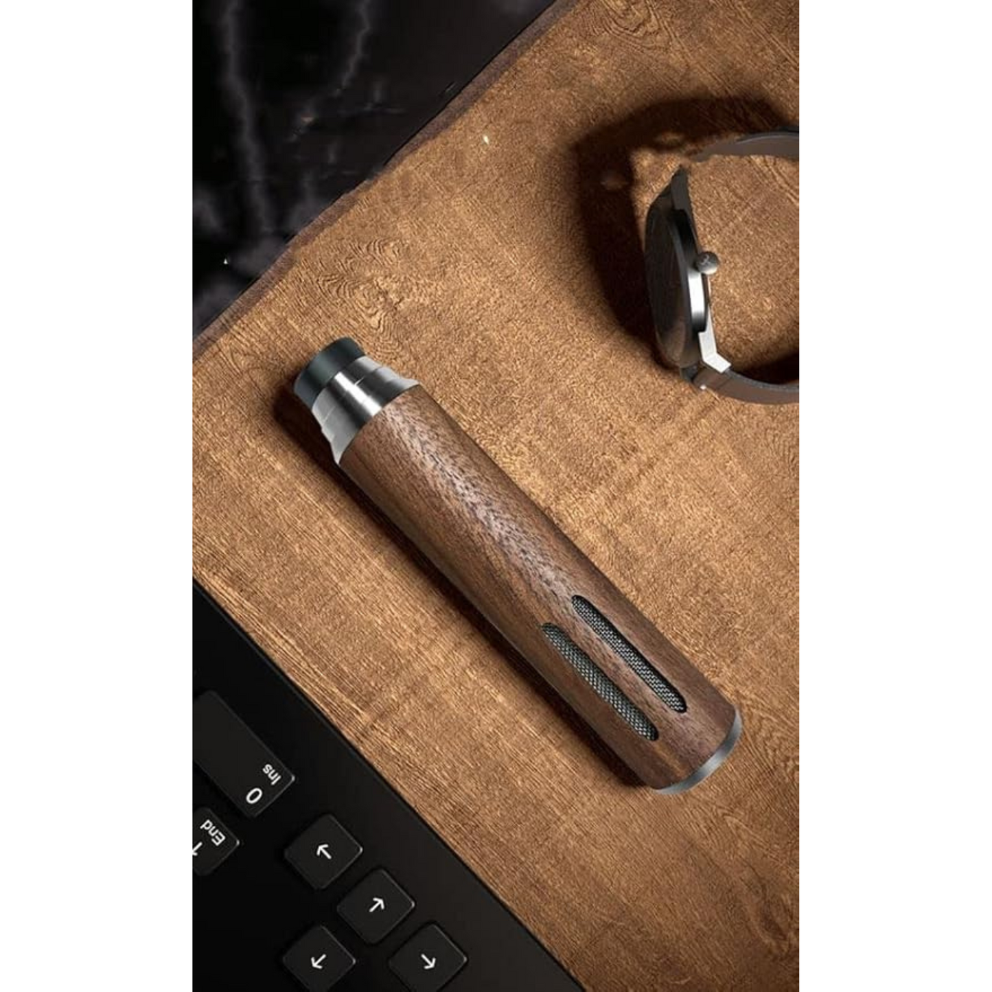 Cloyster Car Ashtray, Portable Handheld Walnut Mini Ashtray, No-Soot Ash tray For Outdoor Indoor Car Smoking, Man Fathers Gift