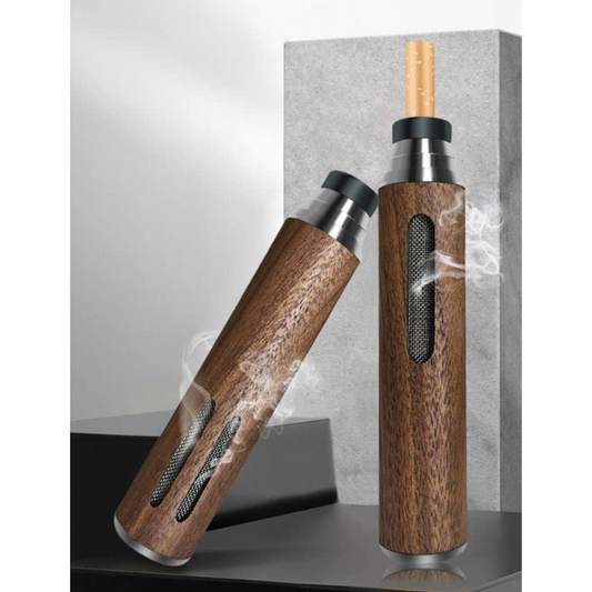 Cloyster Car Ashtray, Portable Handheld Walnut Mini Ashtray, No-Soot Ash tray For Outdoor Indoor Car Smoking, Man Fathers Gift