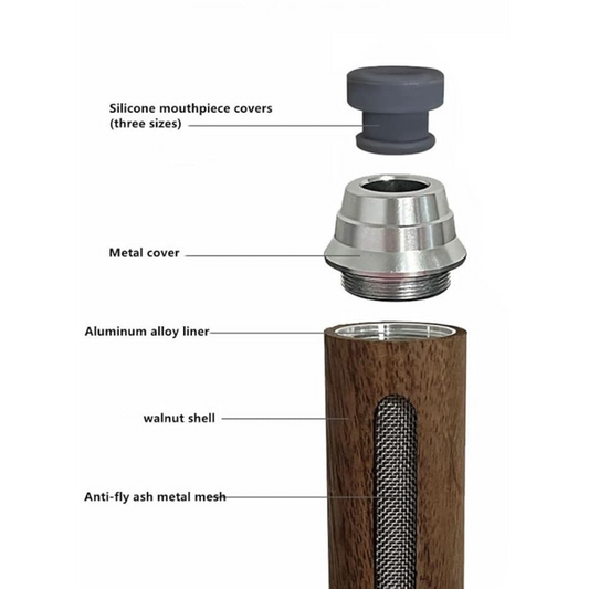 Cloyster Car Ashtray, Portable Handheld Walnut Mini Ashtray, No-Soot Ash tray For Outdoor Indoor Car Smoking, Man Fathers Gift