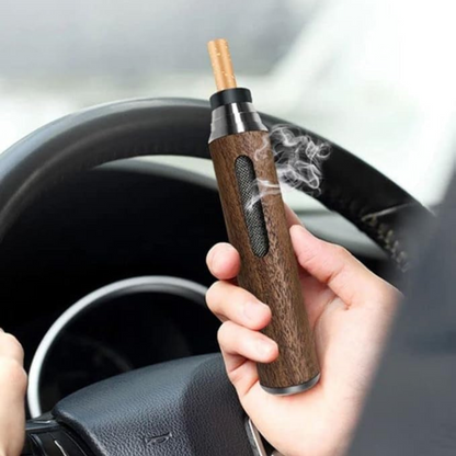 Cloyster Car Ashtray, Portable Handheld Walnut Mini Ashtray, No-Soot Ash tray For Outdoor Indoor Car Smoking, Man Fathers Gift