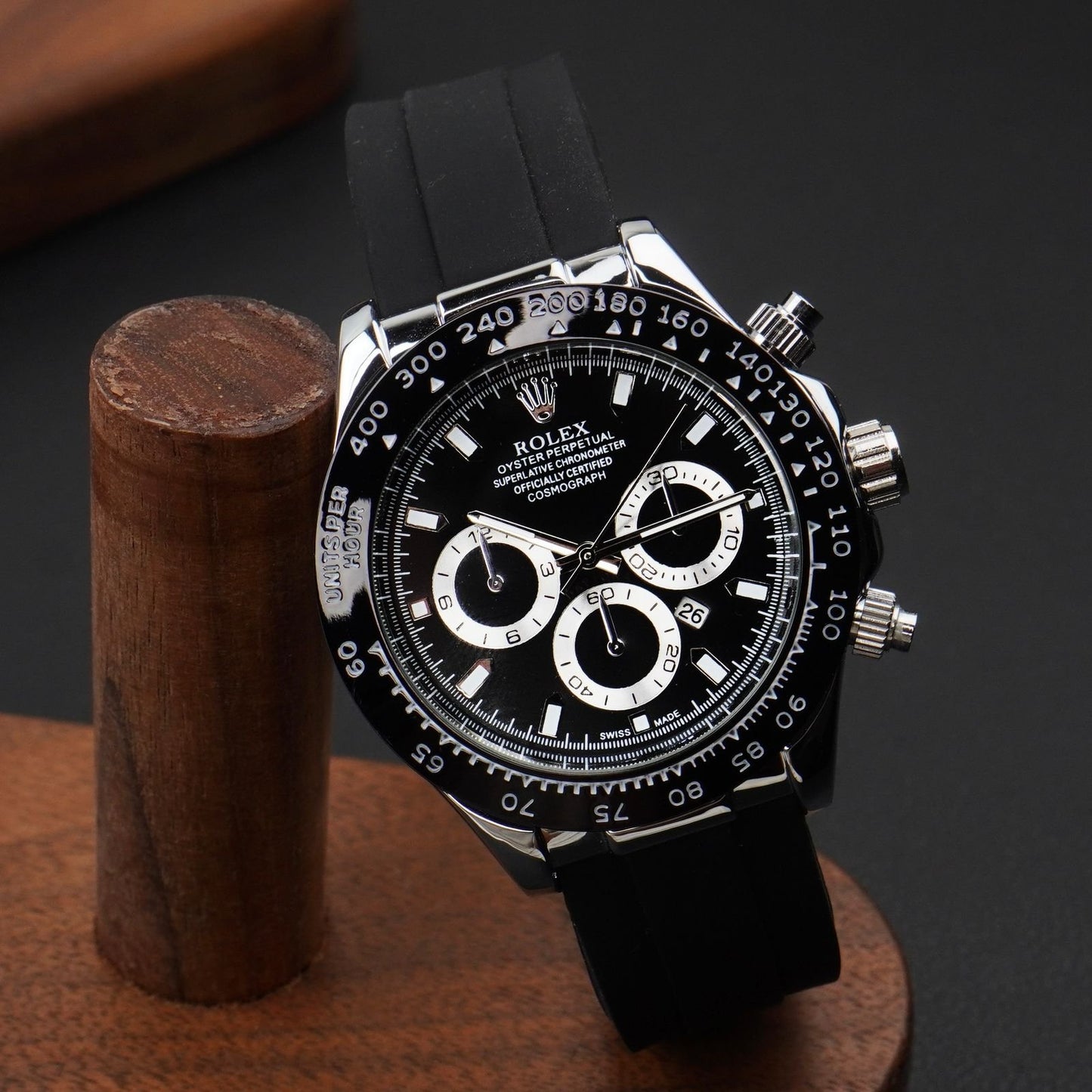 RLX Daytona – 38mm Black Silver Dial- Mens Watch