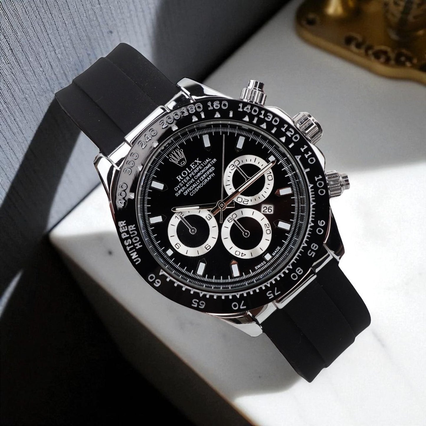 RLX Daytona – 38mm Black Silver Dial- Mens Watch