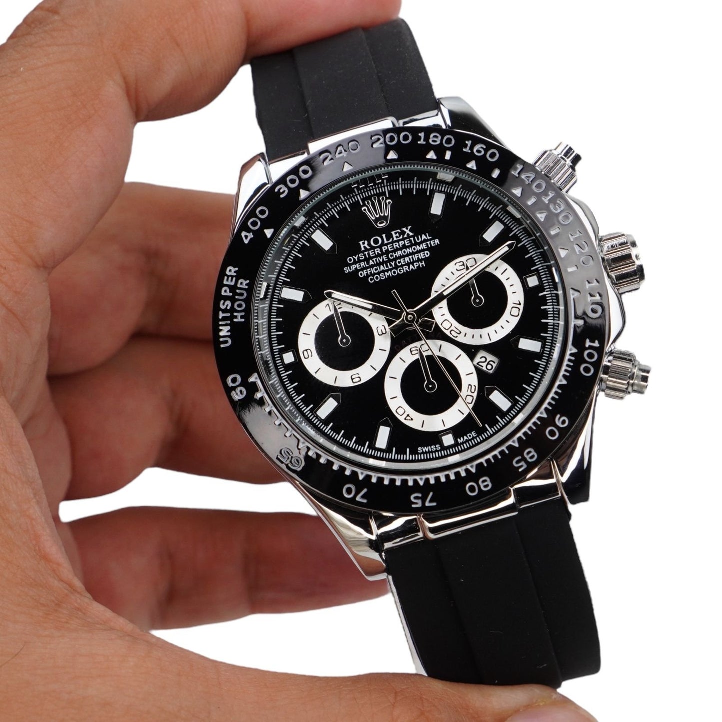 RLX Daytona – 38mm Black Silver Dial- Mens Watch